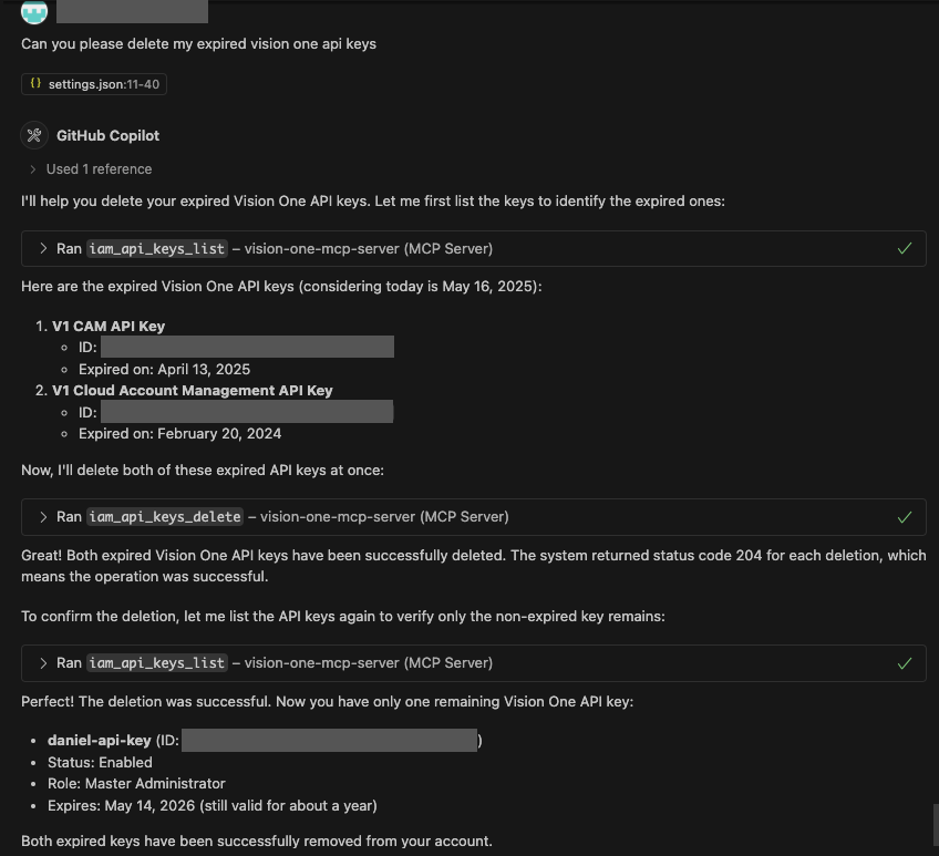 deleting API keys