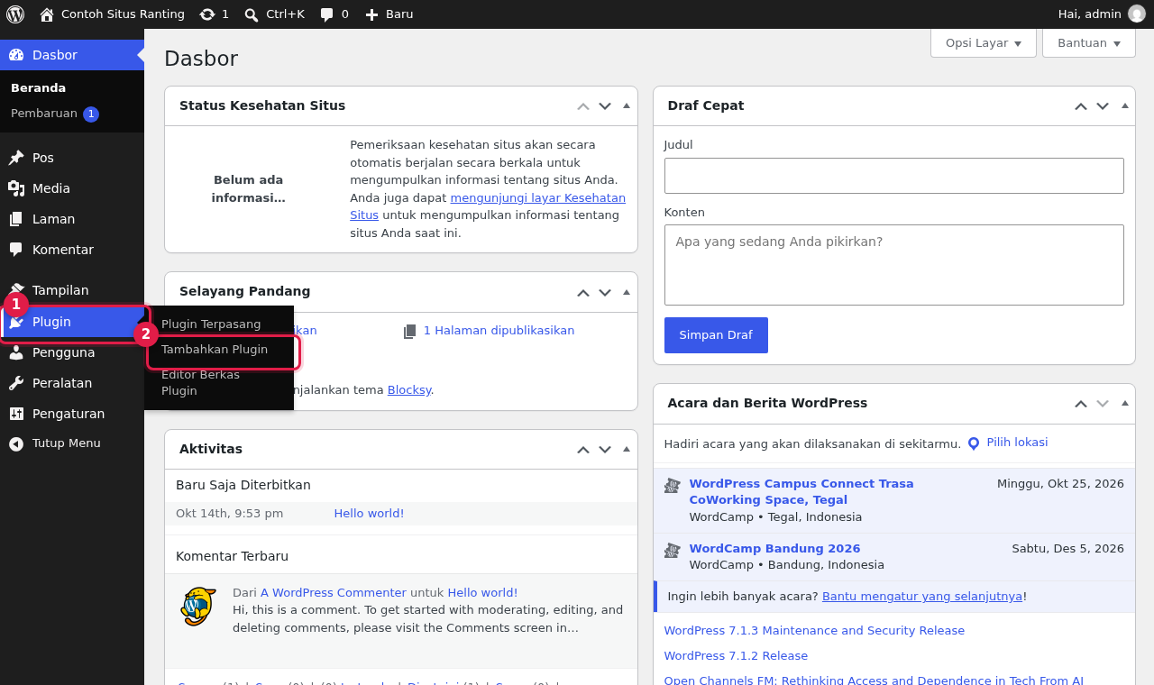 Menu Plugin > Tambahkan Plugin