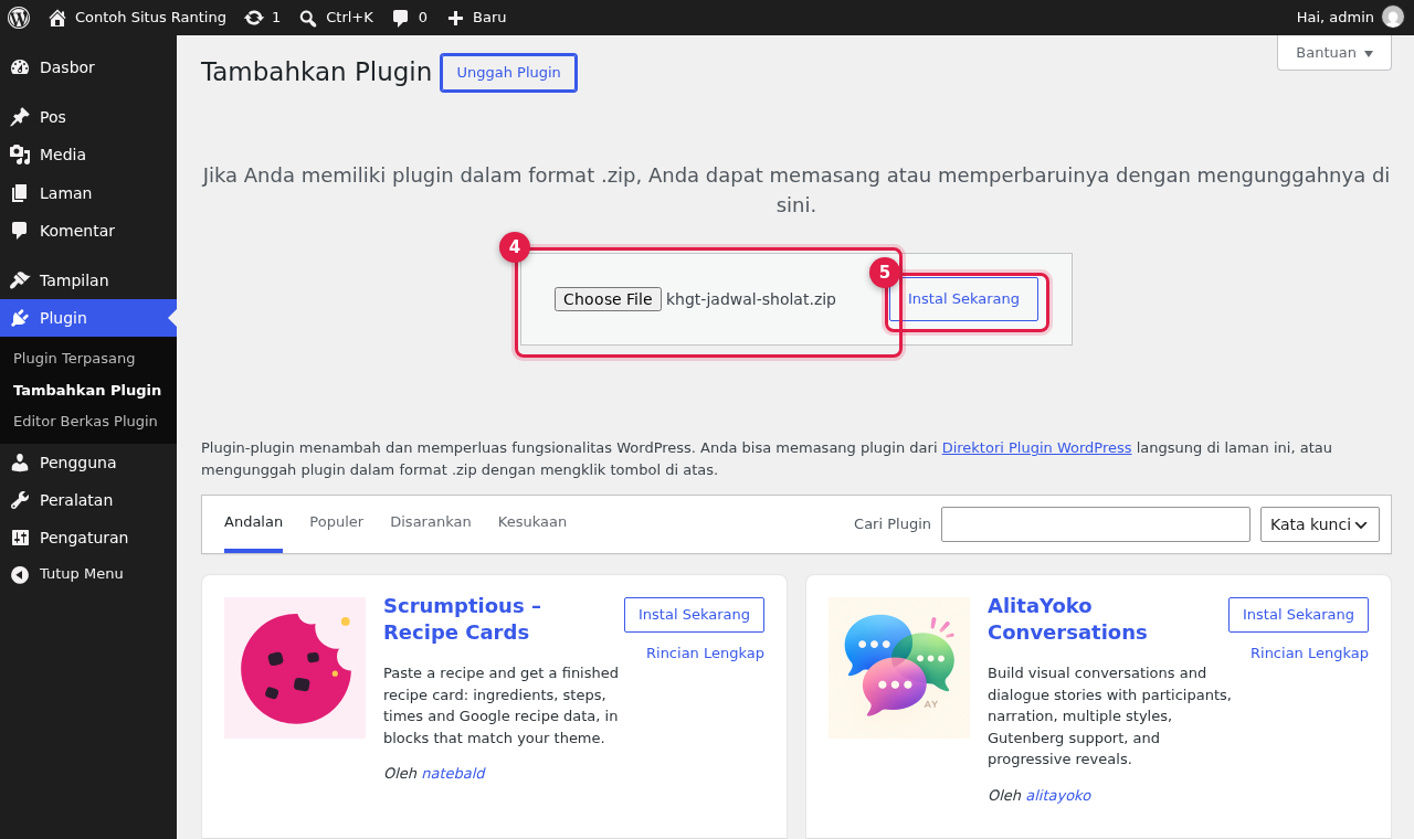 Memilih berkas ZIP