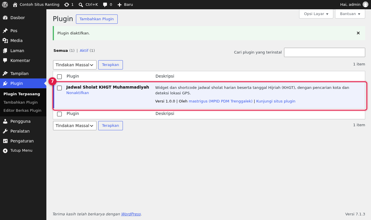 Plugin aktif