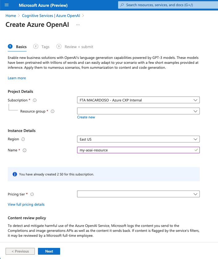 Configure AOAI Service