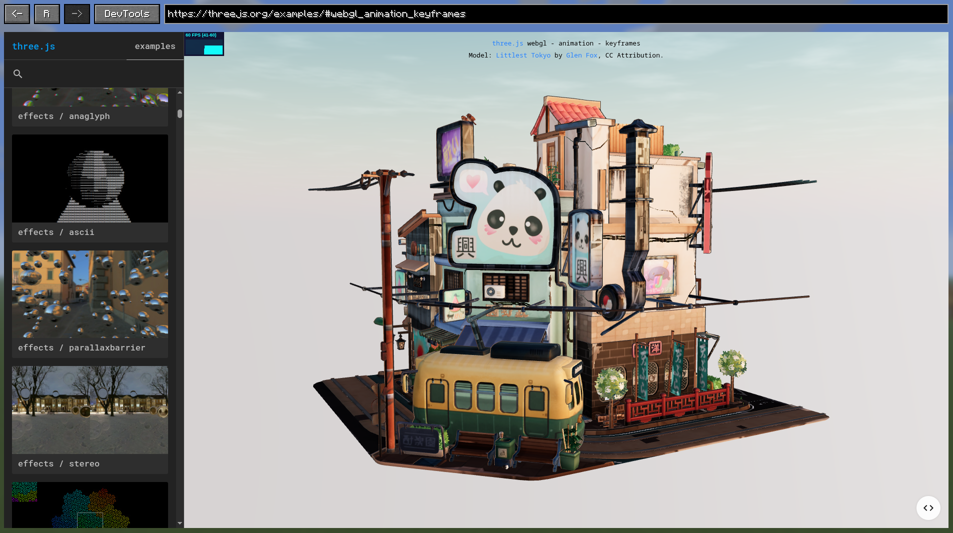 A Three.js scene rendered by Graphene inside Minecraft