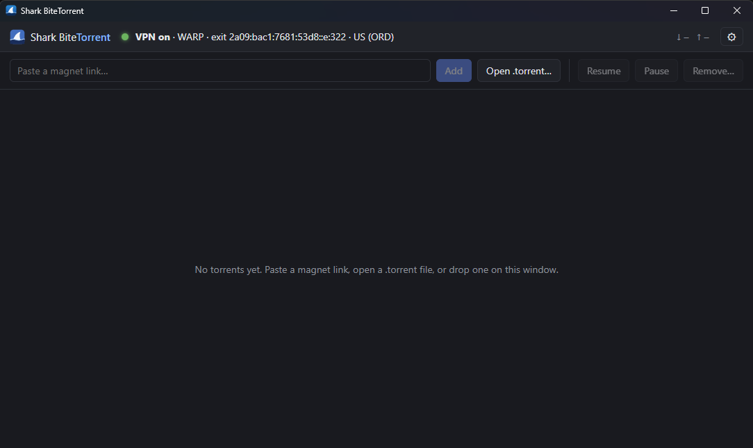 Main window: VPN connected through Cloudflare WARP
