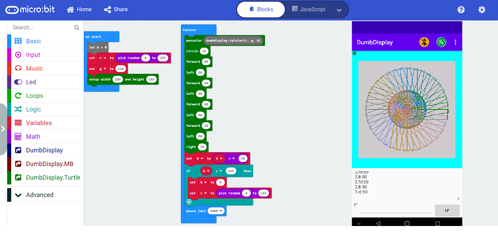 DumbDisplay MakeCode Extension Illustration