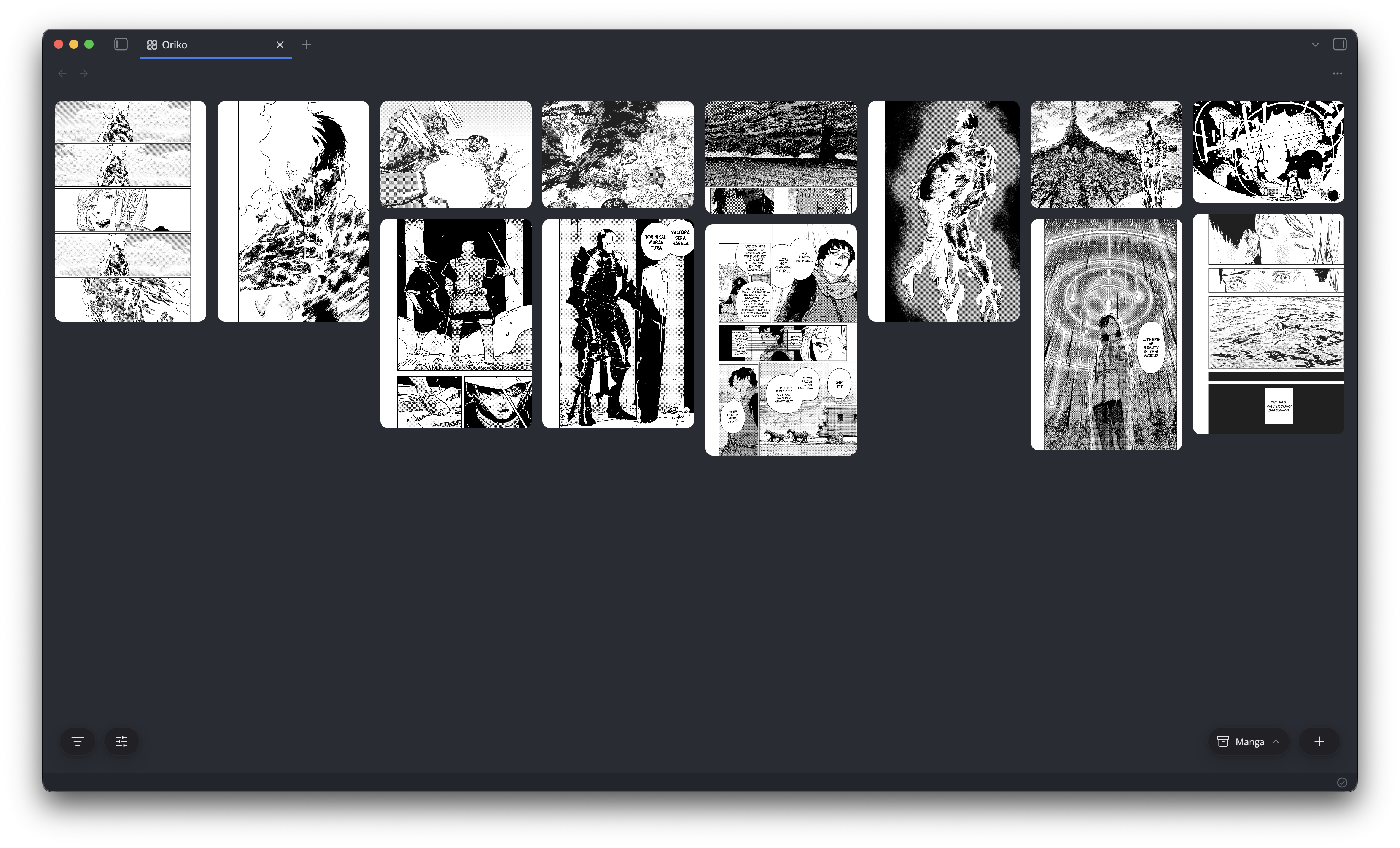 A manga grid on the Oriko wall