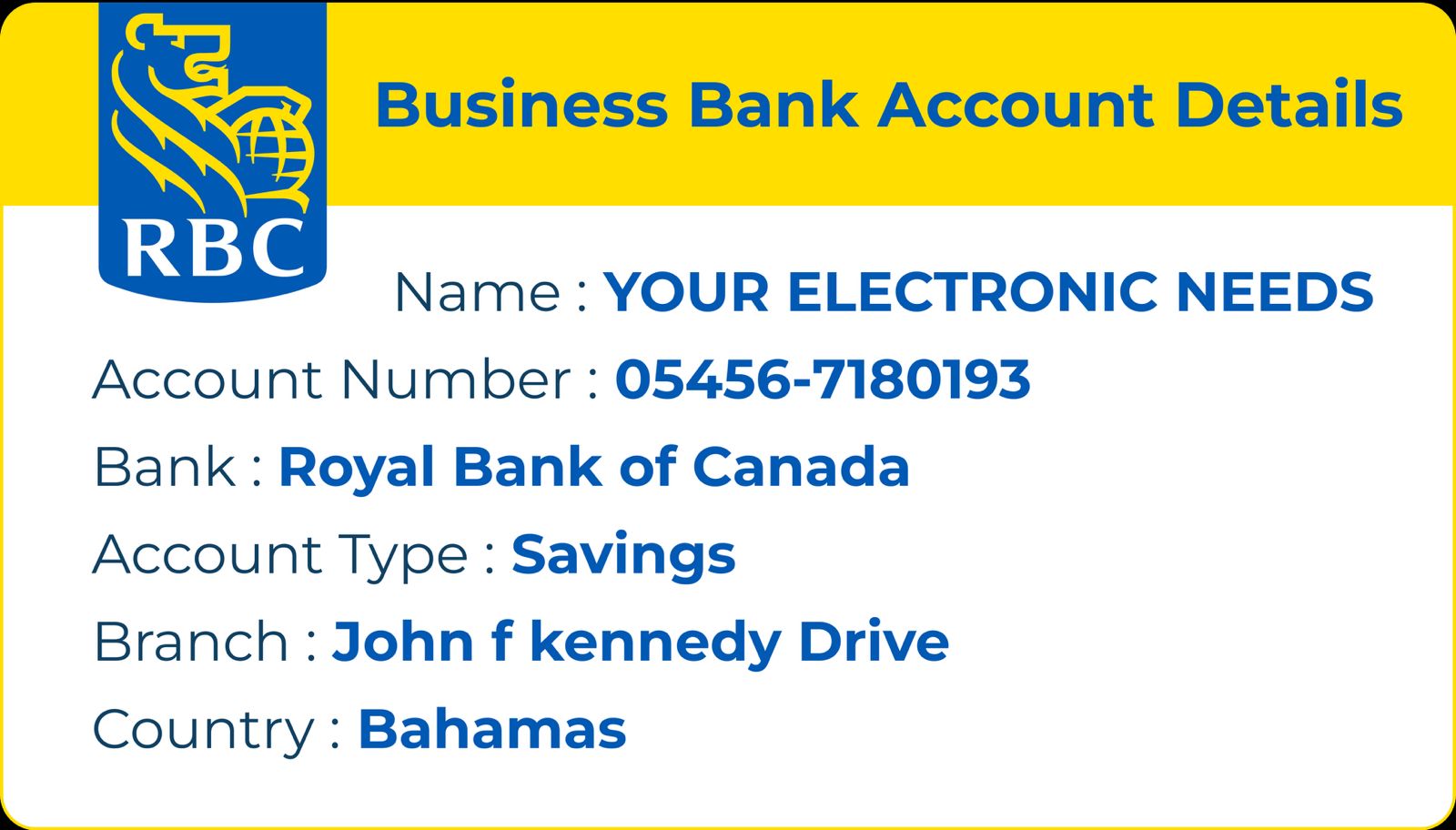 Scotiabank bank transfer details for Trevon Humes