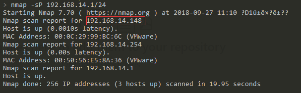nmap -sP 192.168.14.1/24