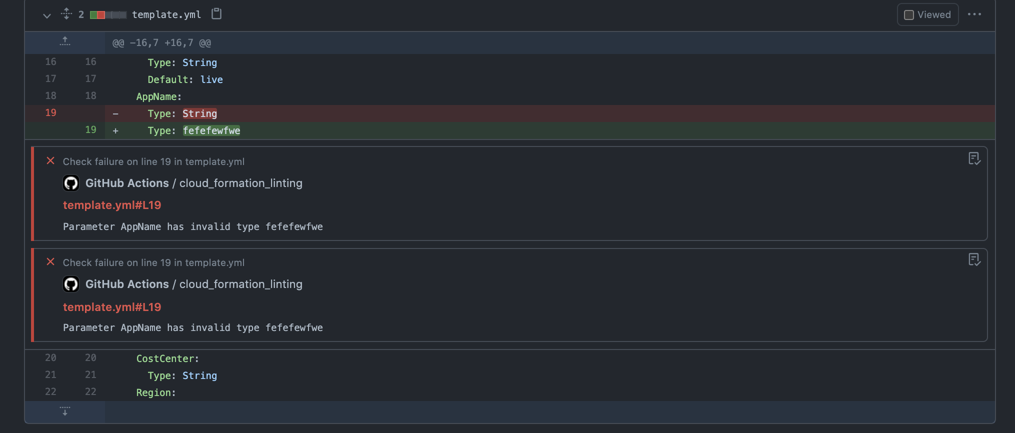 Output of Cloud Formation Linter