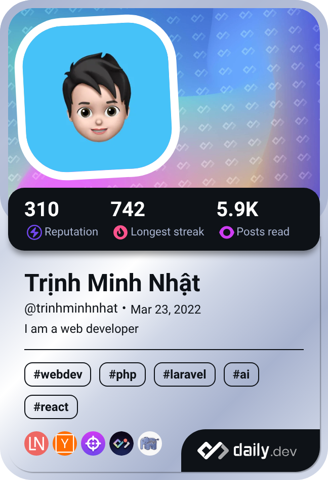 Trịnh Minh Nhật's Dev Card
