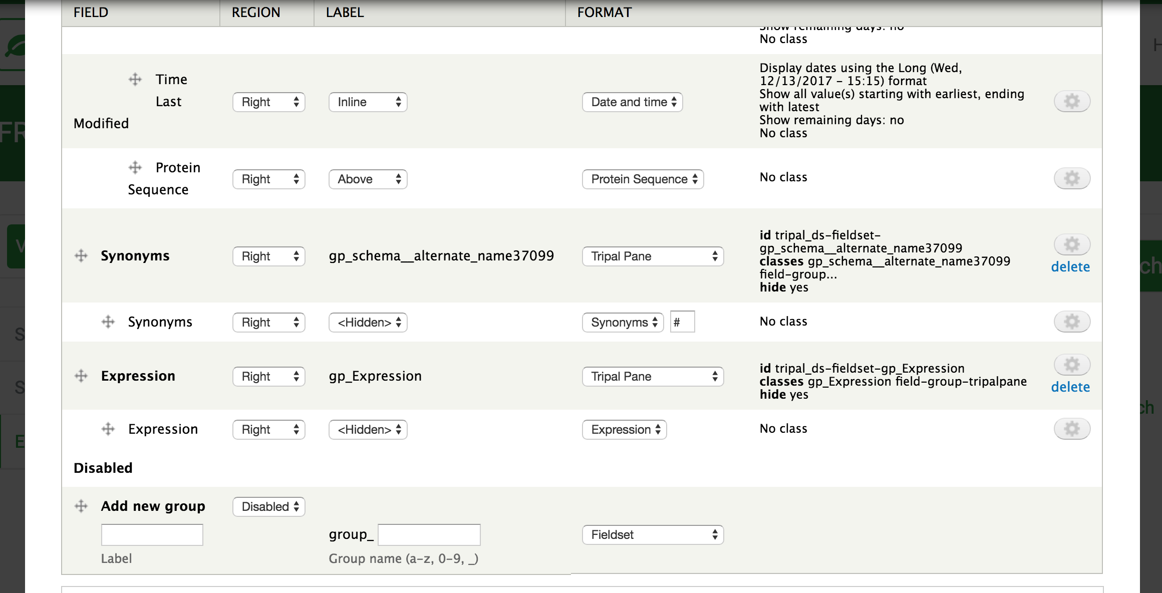 Creating and expression tripal pane for the expression field