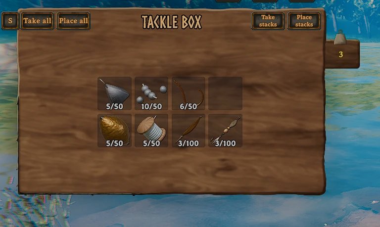 A tackle box opened, holding weights, leaders and lures