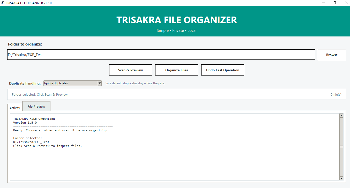 TRISAKRA FILE ORGANIZER - Main Window