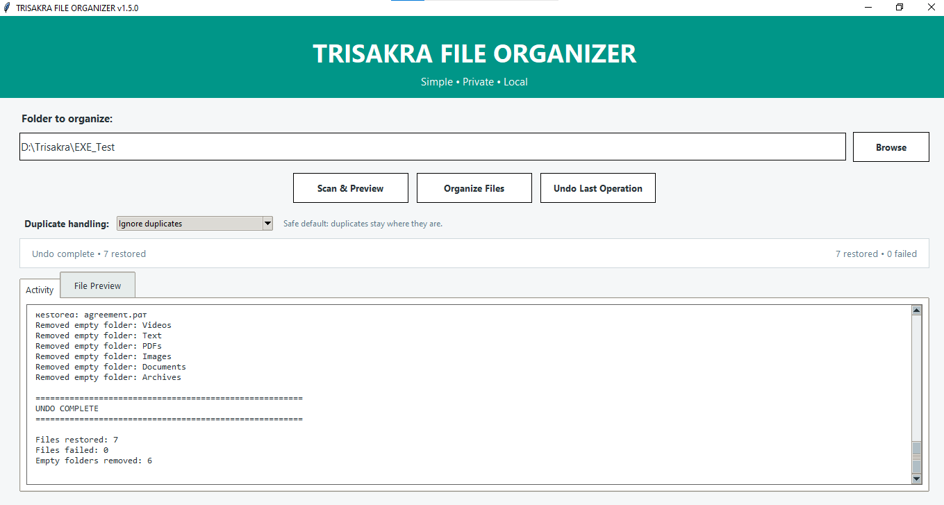 TRISAKRA FILE ORGANIZER - Undo Completed