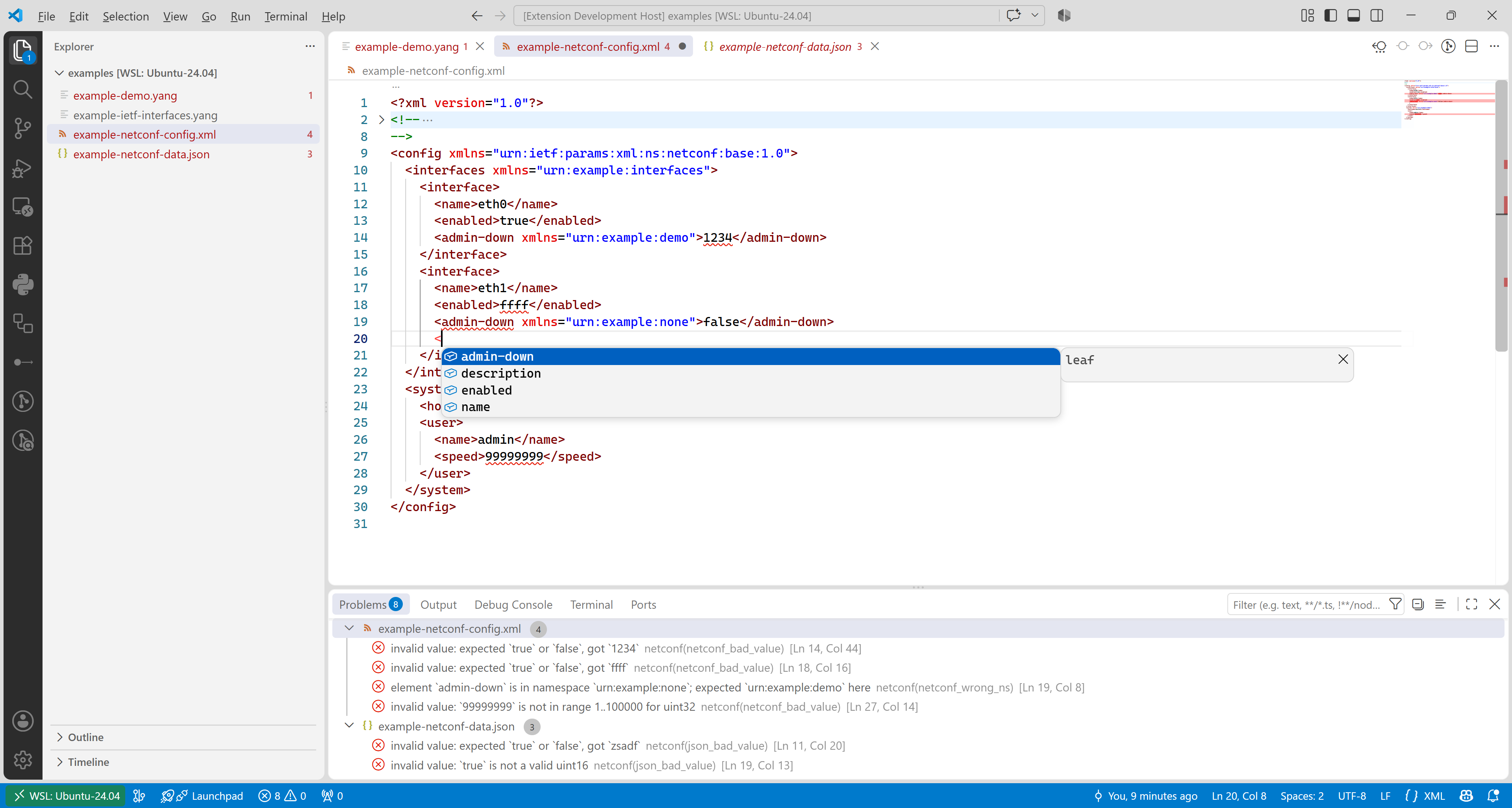 XML completion