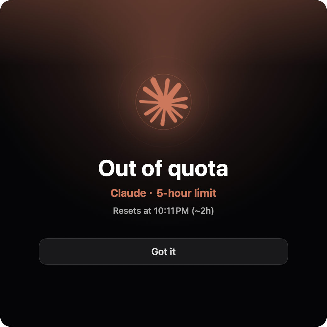 Out of quota alarm