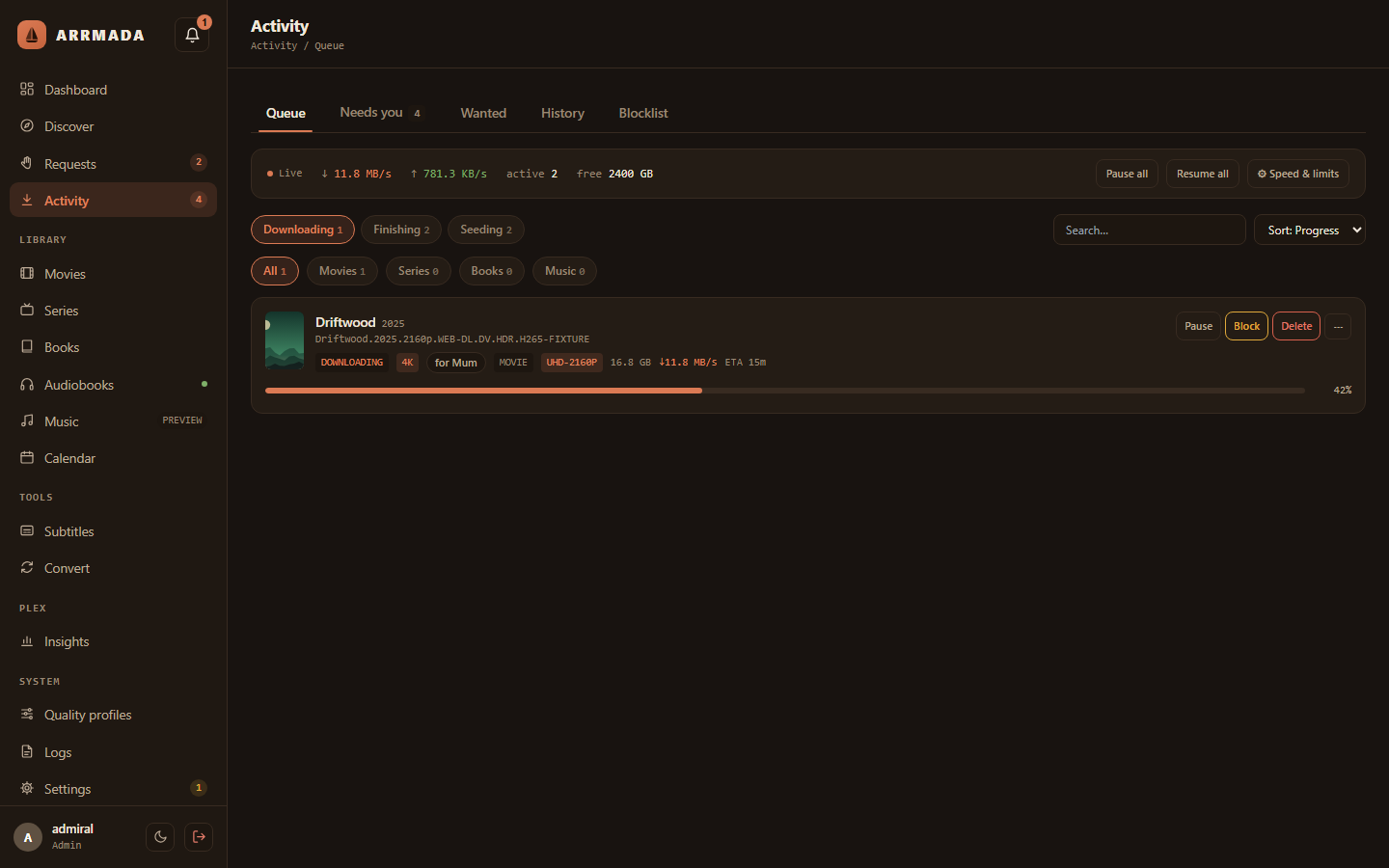 The download queue