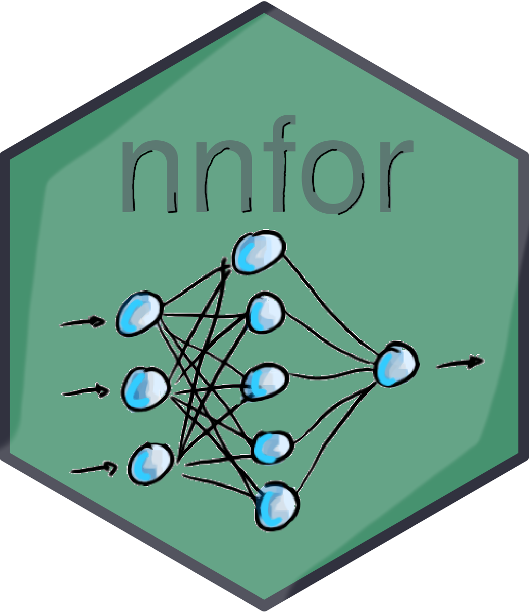 Hex sticker of the nnfor package for R
