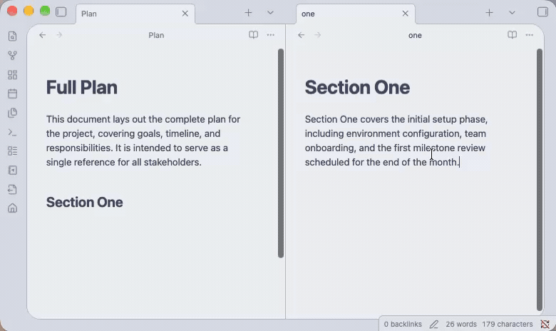 Create, insert, and synchronize a full block embed