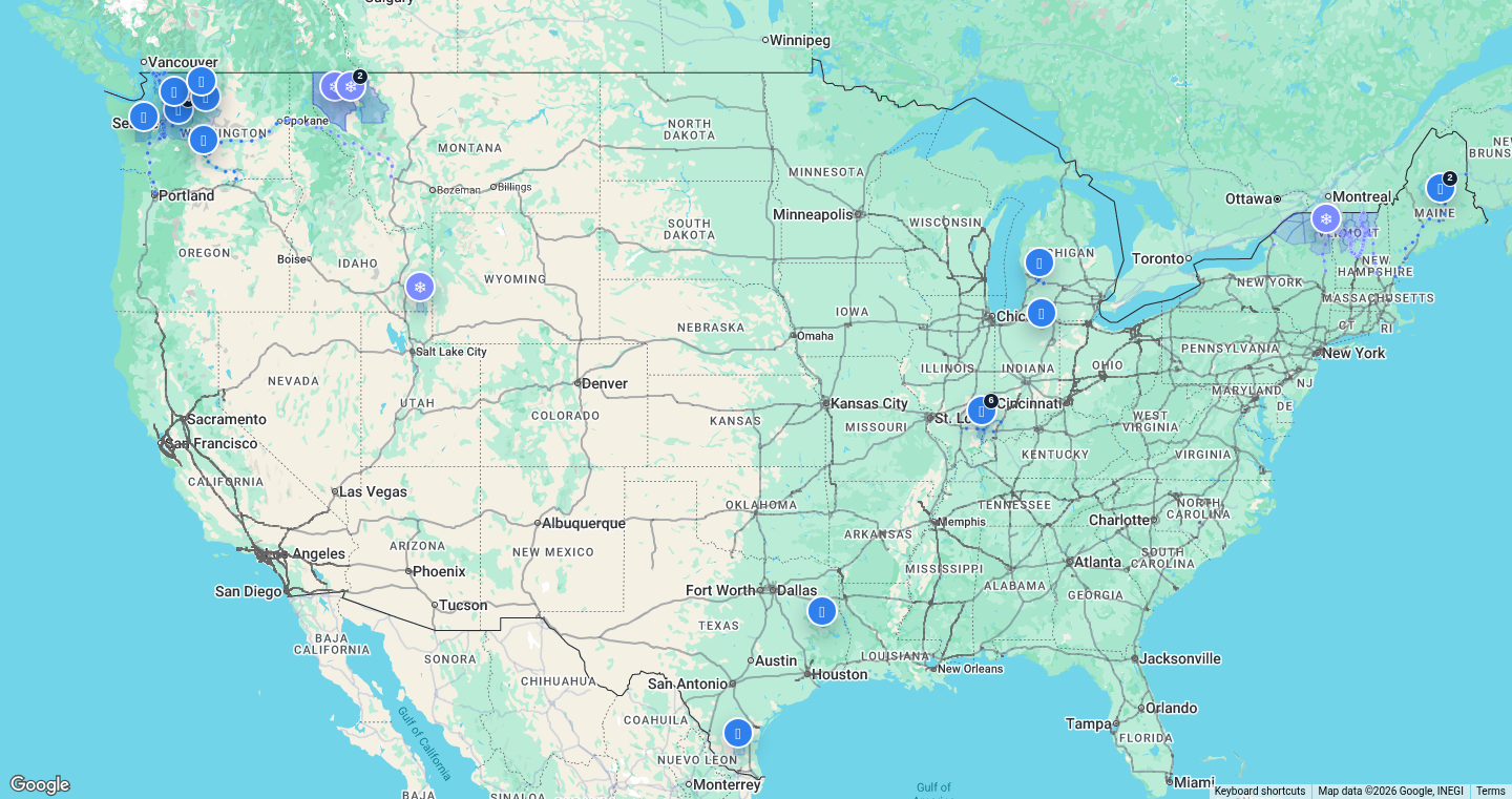 U.S. freight weather impact map