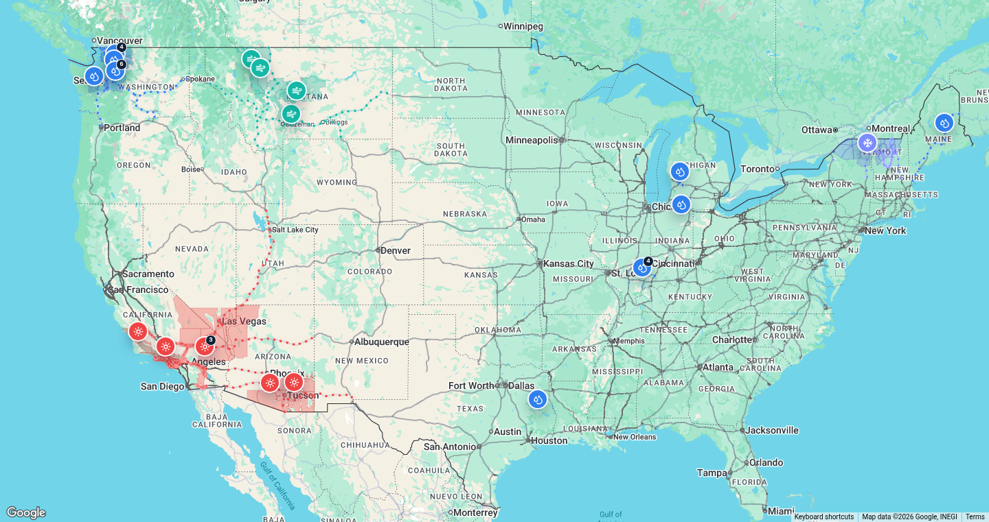 U.S. freight weather impact map