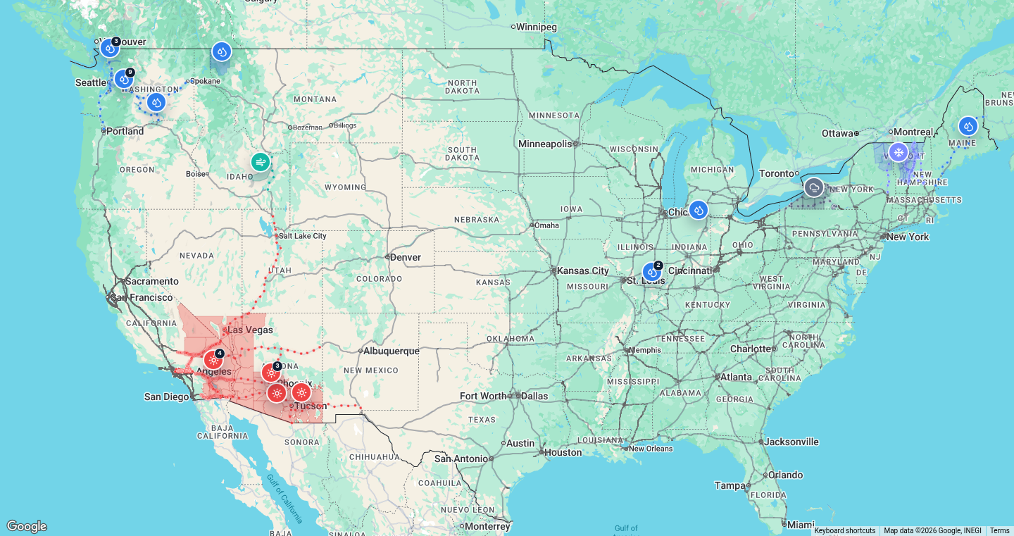 U.S. freight weather impact map