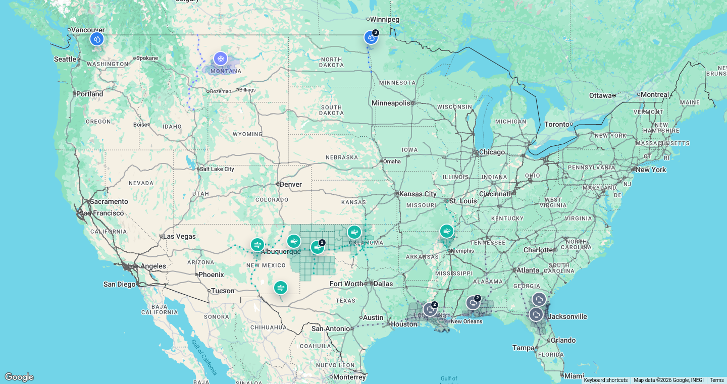 U.S. freight weather impact map