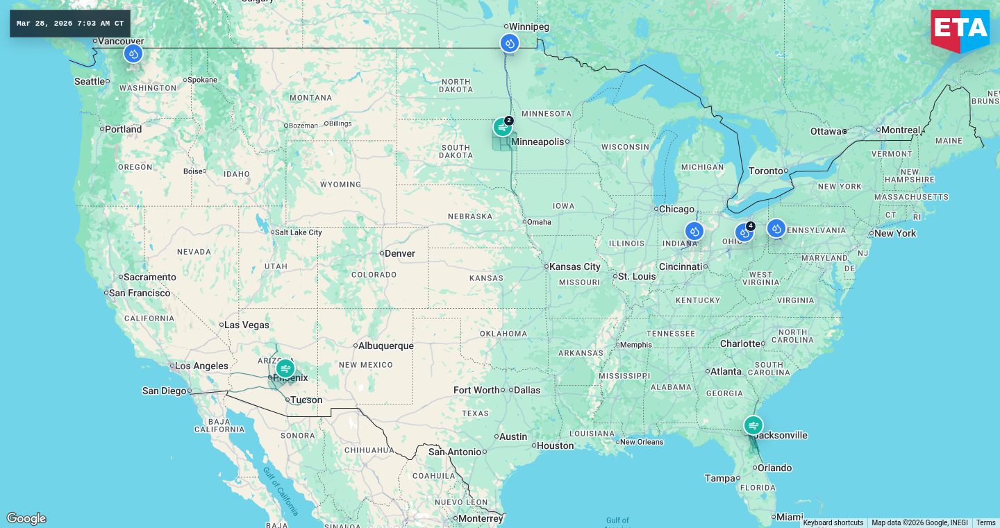 U.S. freight weather impact map