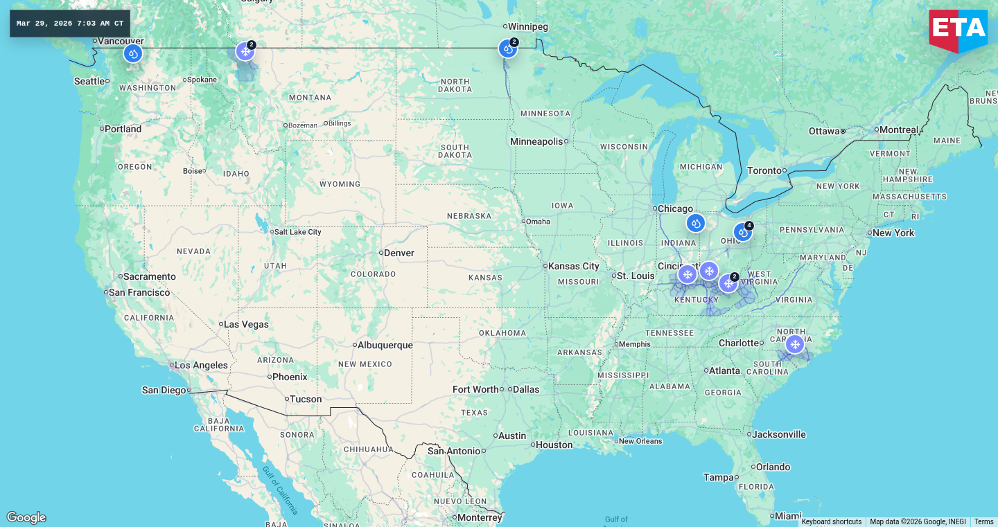 U.S. freight weather impact map