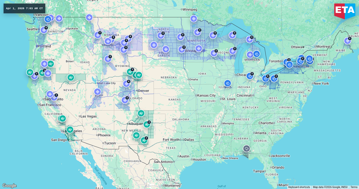 U.S. freight weather impact map