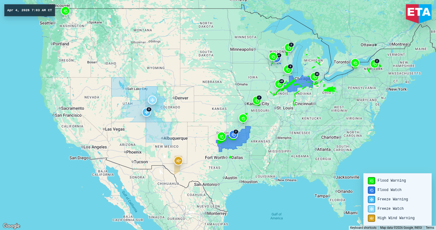 U.S. freight weather impact map
