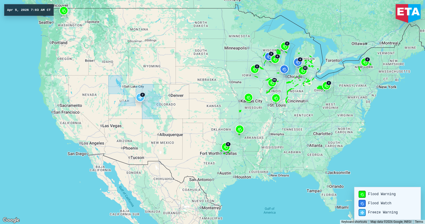 U.S. freight weather impact map