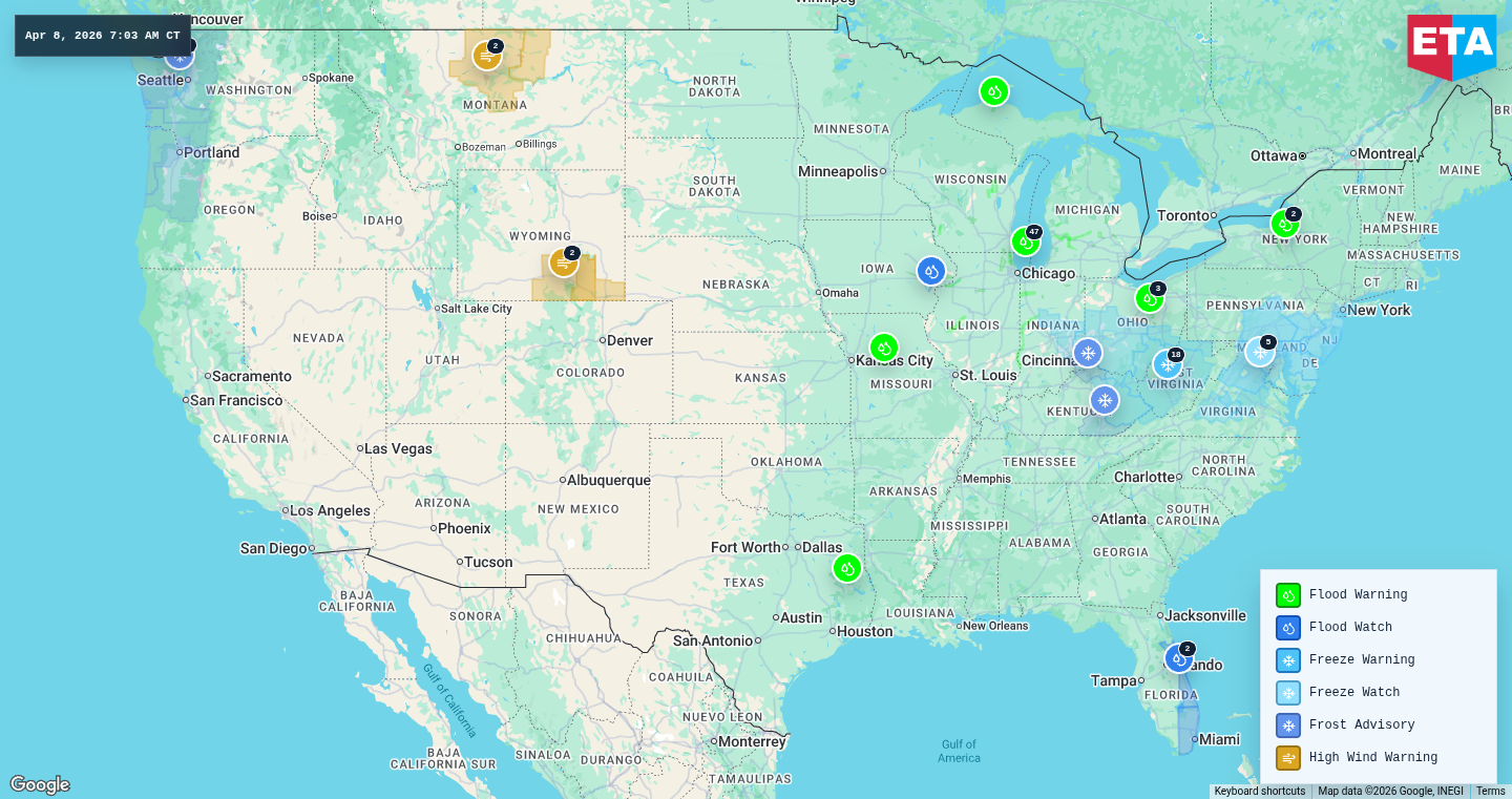 U.S. freight weather impact map