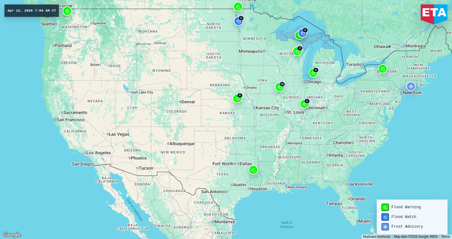 U.S. freight weather impact map