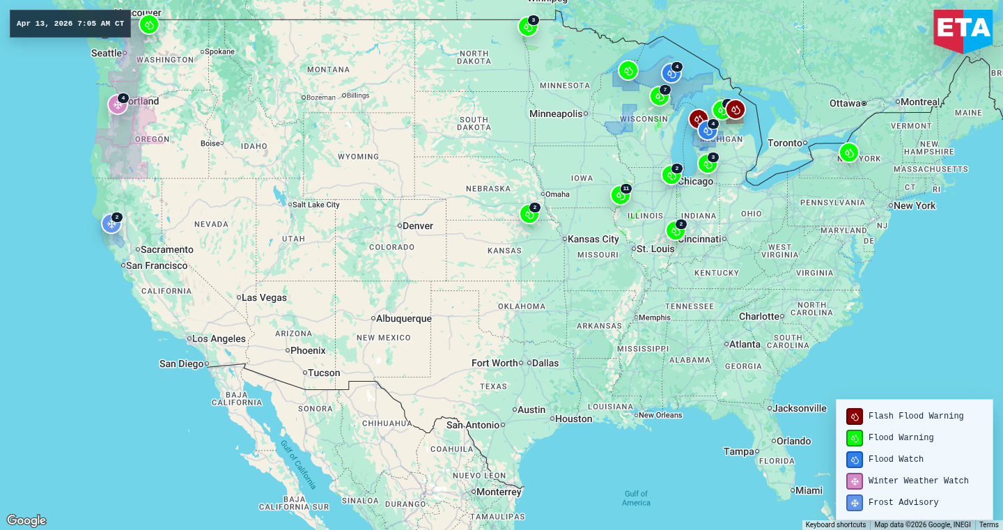 U.S. freight weather impact map
