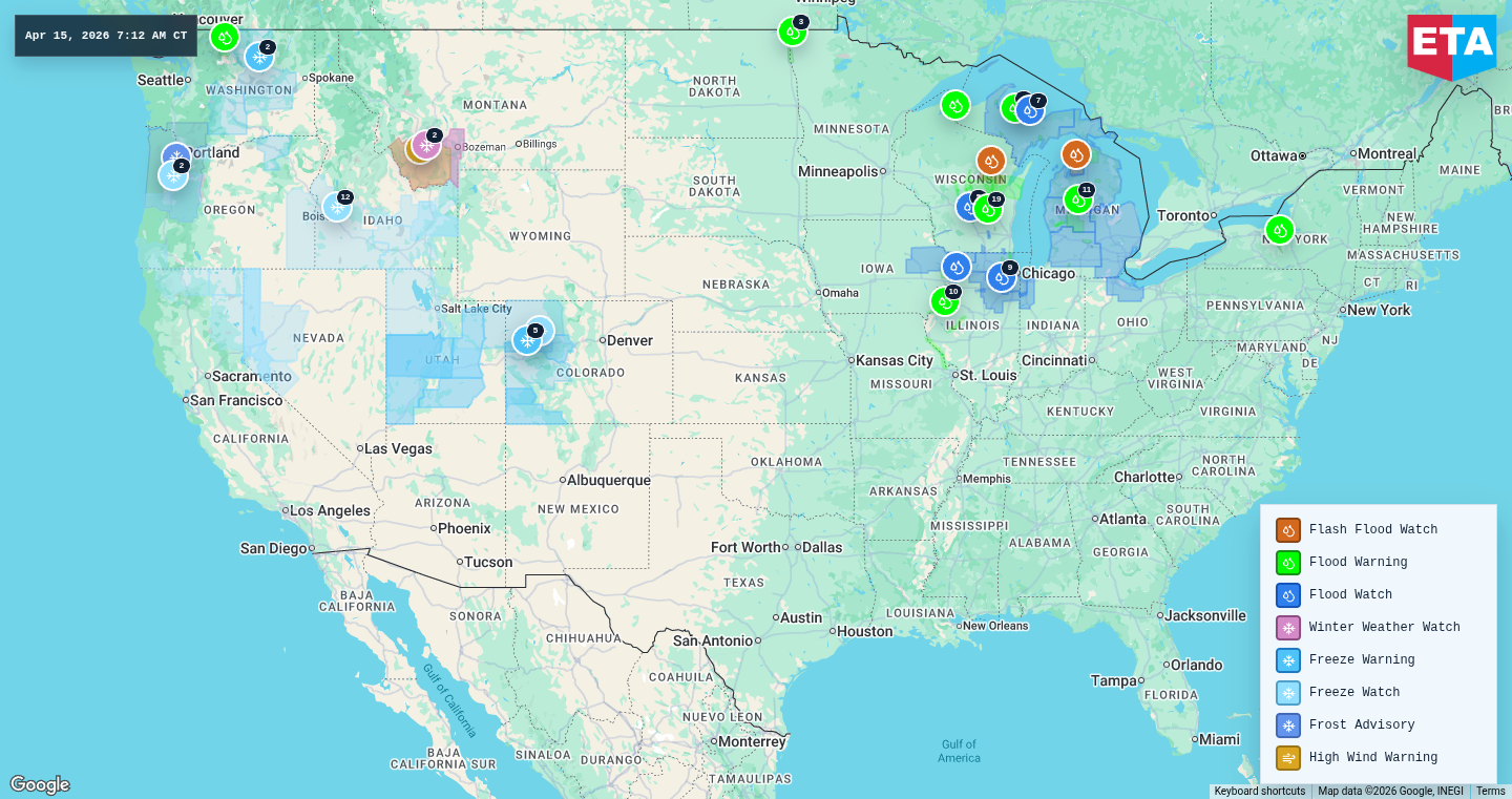 U.S. freight weather impact map