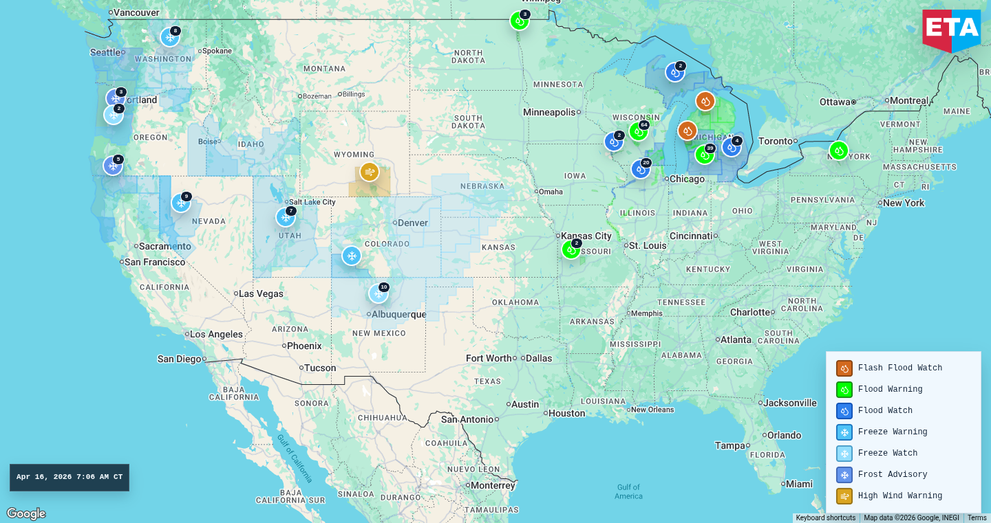 U.S. freight weather impact map