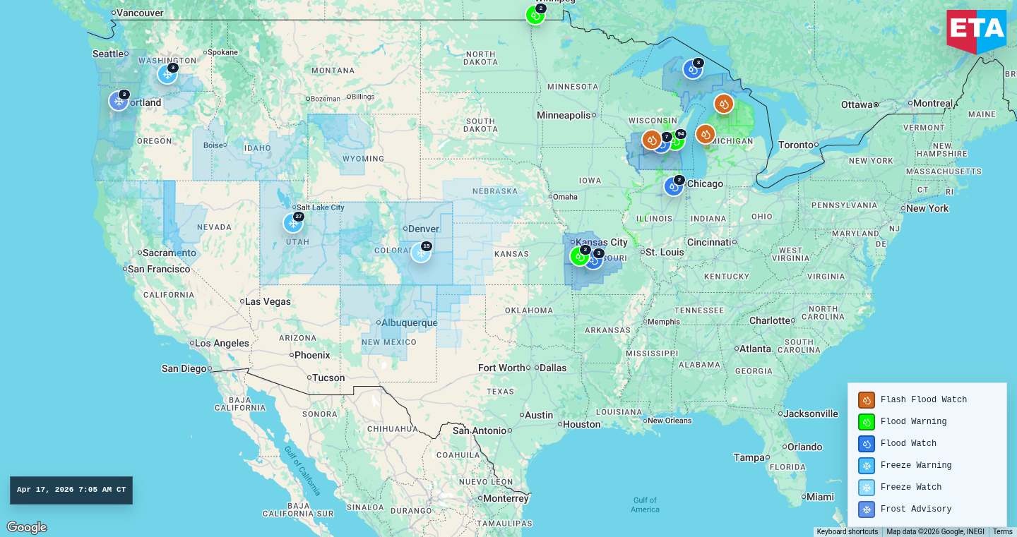 U.S. freight weather impact map