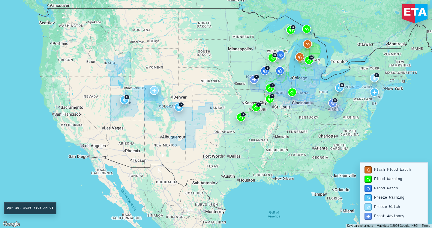 U.S. freight weather impact map