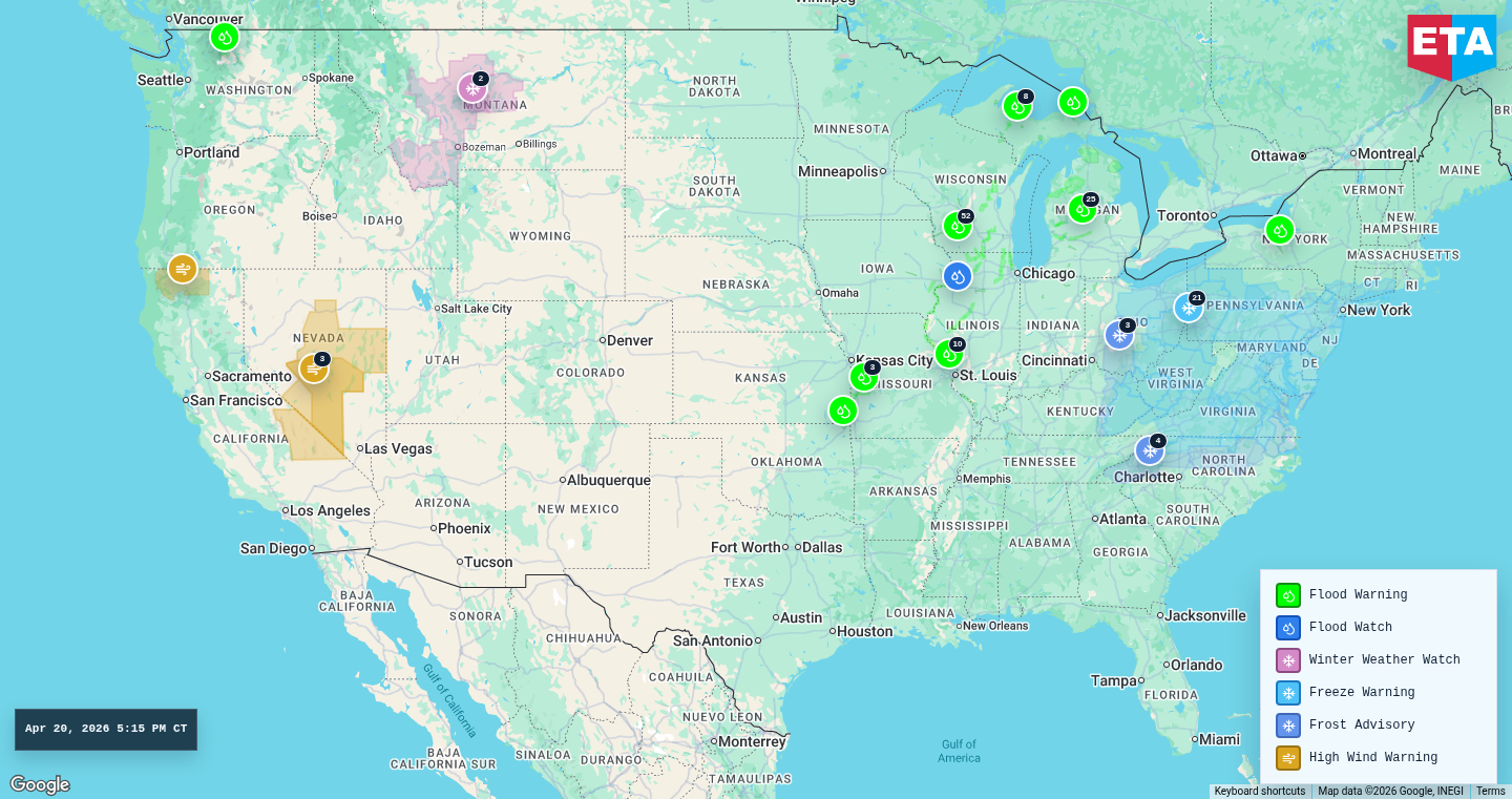 U.S. freight weather impact map
