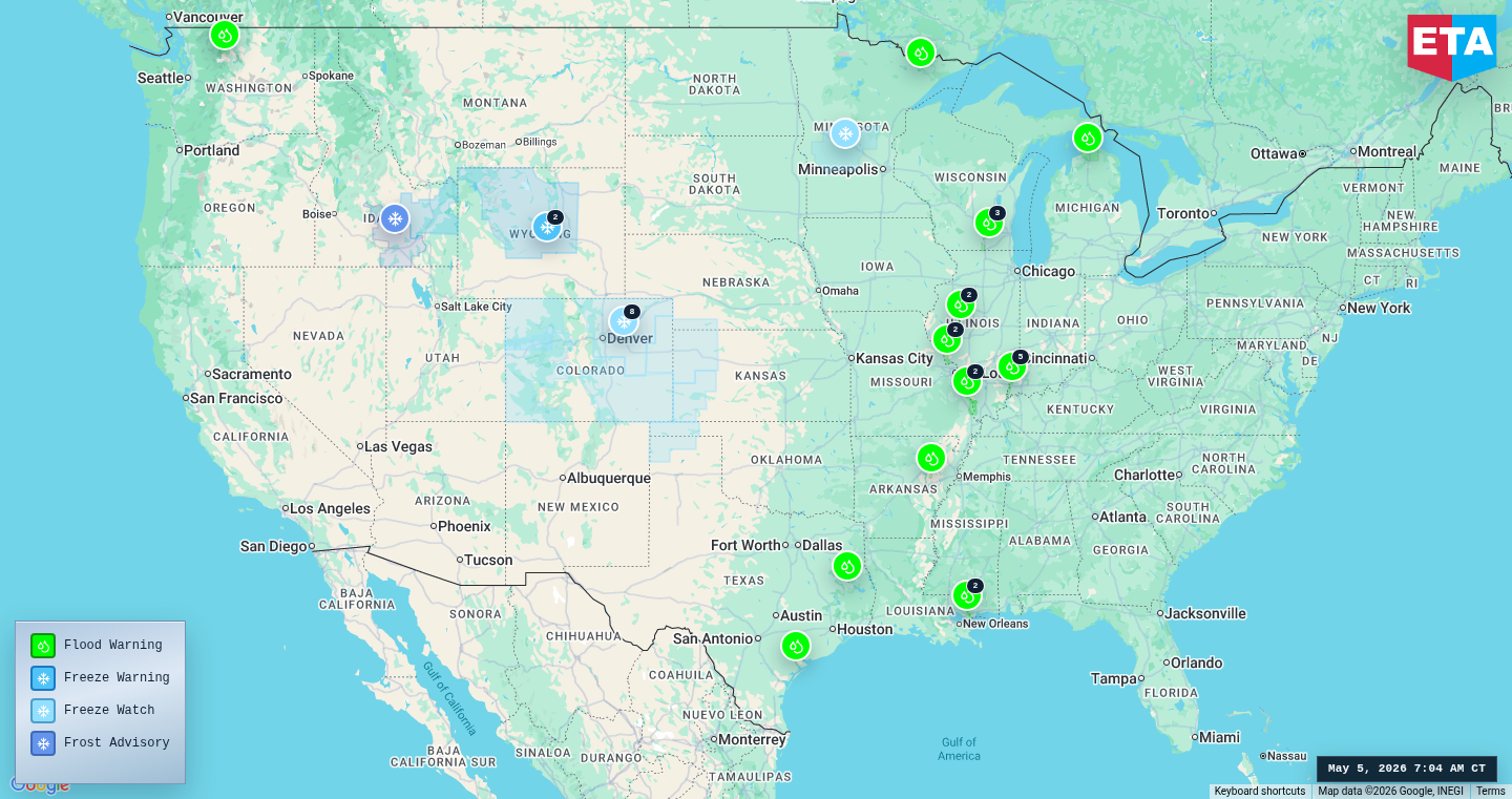 U.S. freight weather impact map