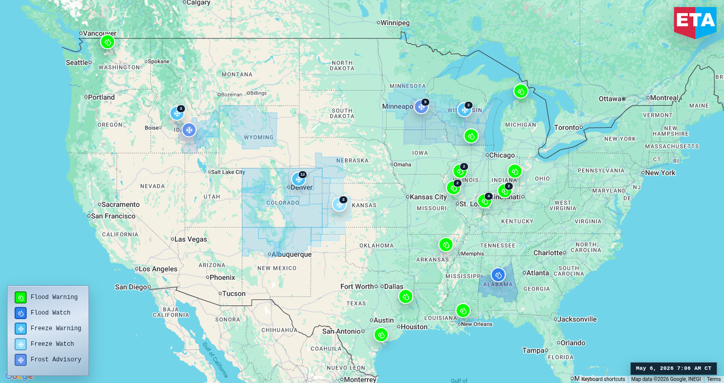 U.S. freight weather impact map