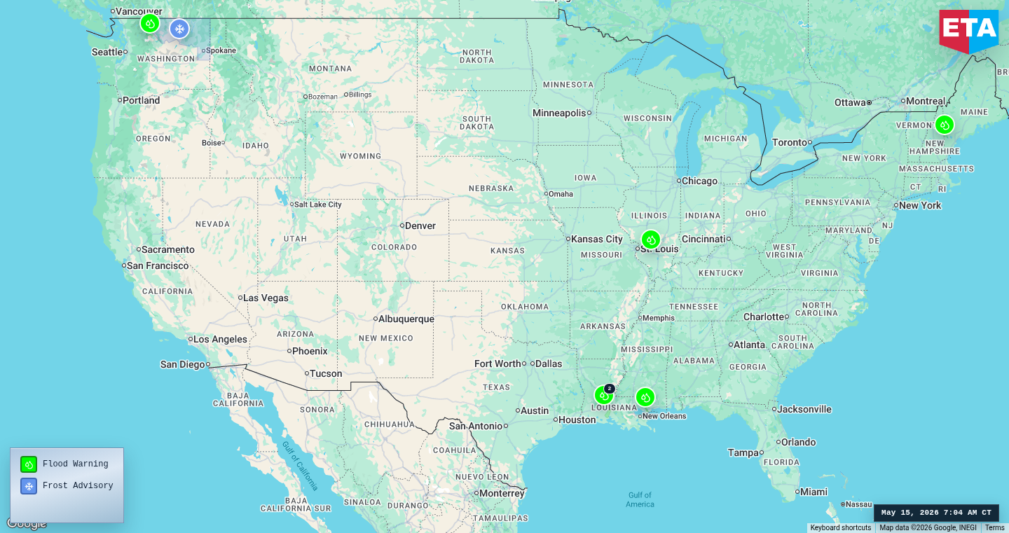 U.S. freight weather impact map