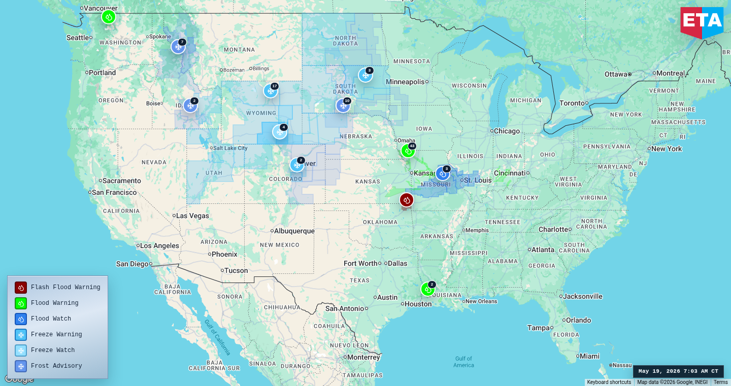 U.S. freight weather impact map