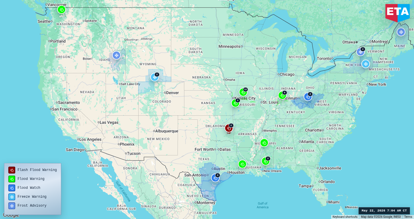 U.S. freight weather impact map