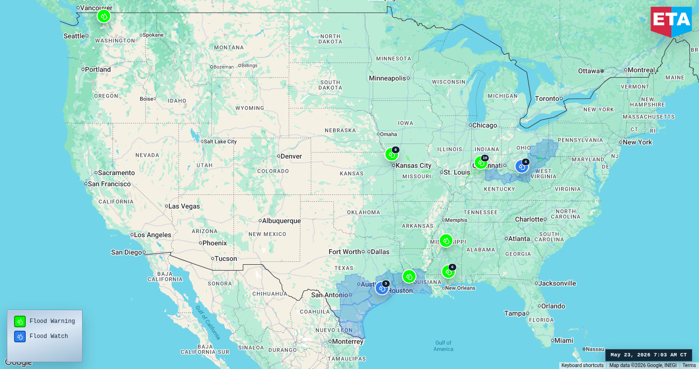 U.S. freight weather impact map