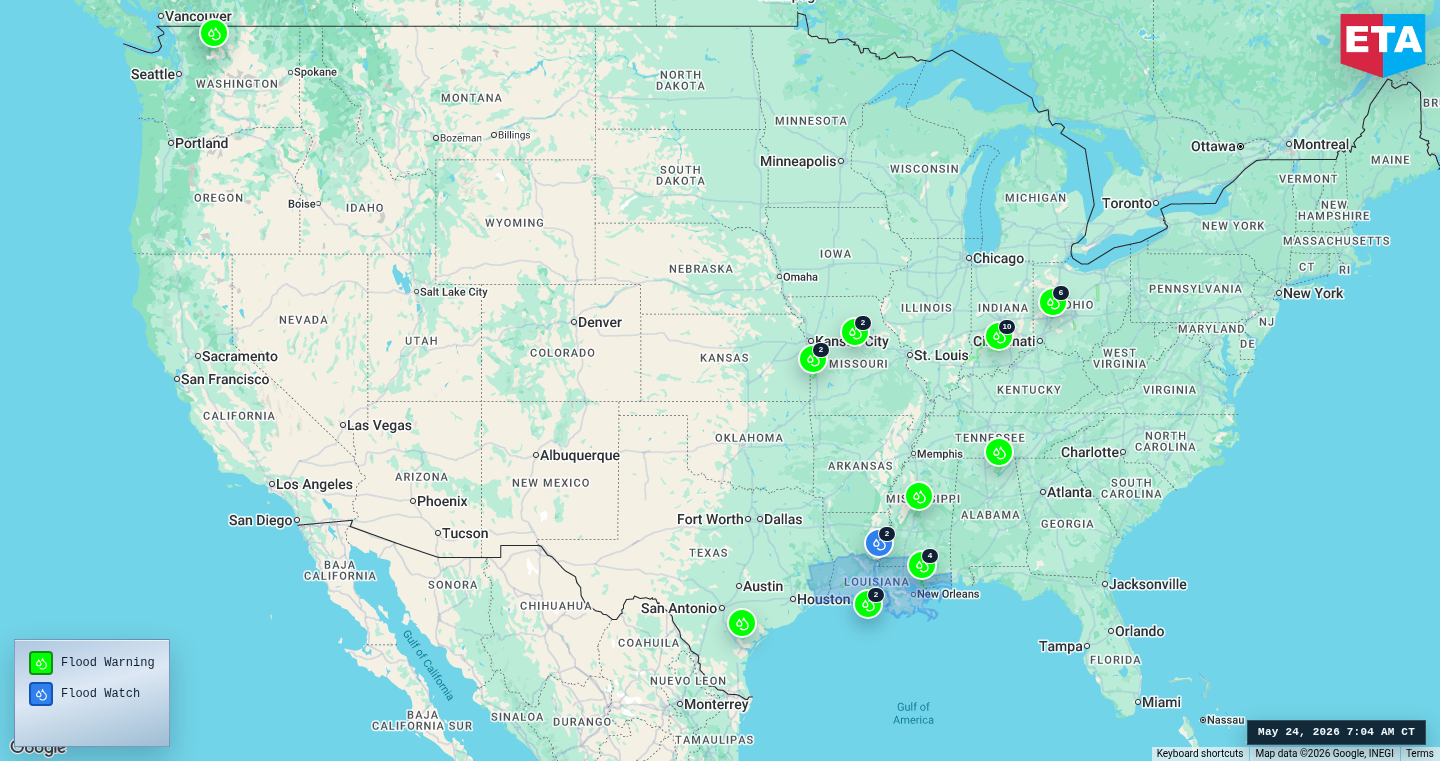 U.S. freight weather impact map