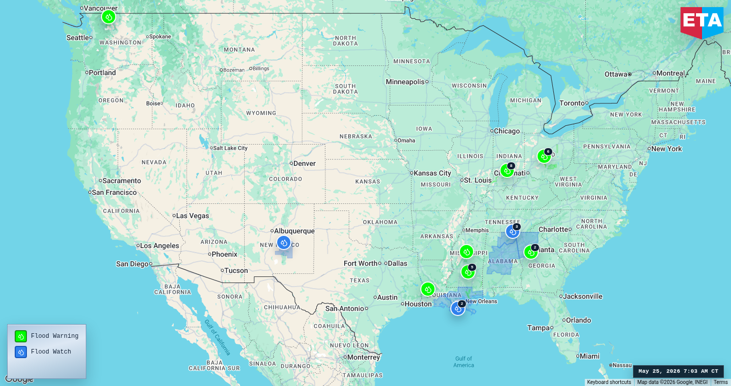 U.S. freight weather impact map