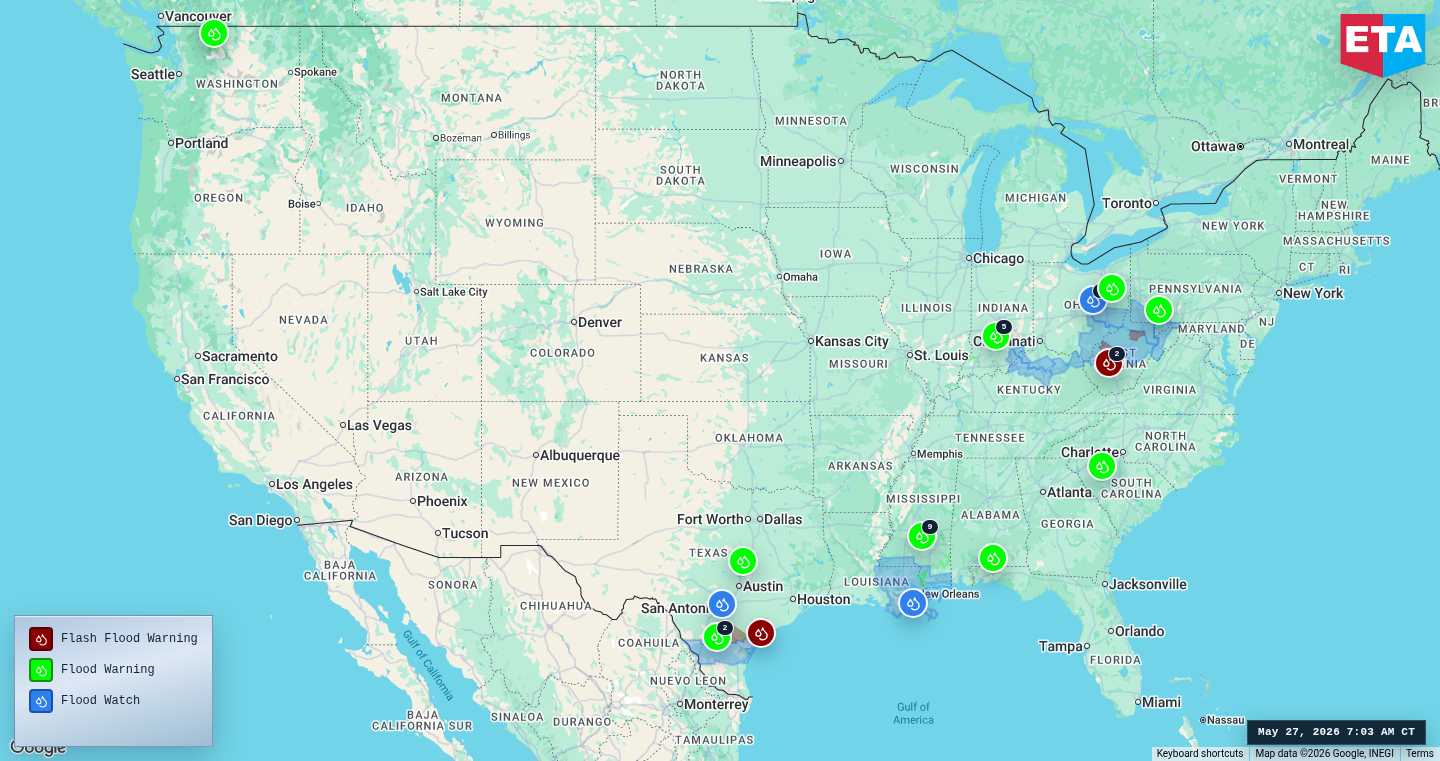 U.S. freight weather impact map