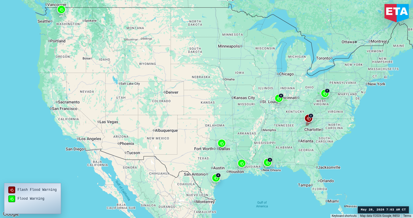 U.S. freight weather impact map