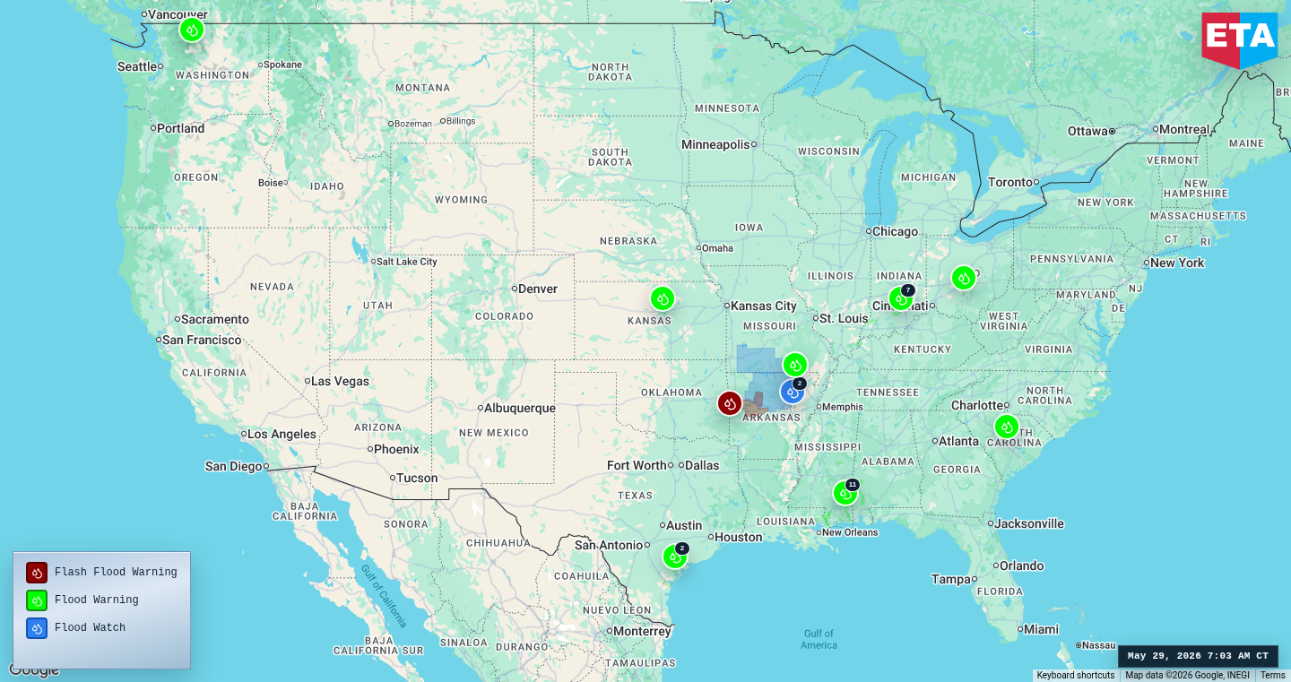 U.S. freight weather impact map